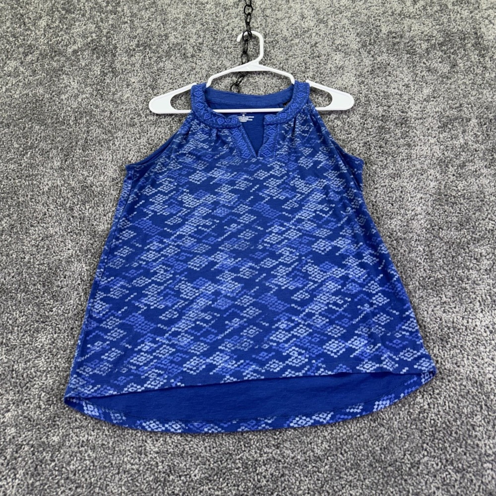 Northcrest Tank Top Womens M Blue Geometric V Neck Tunic Summer Casual Jersey